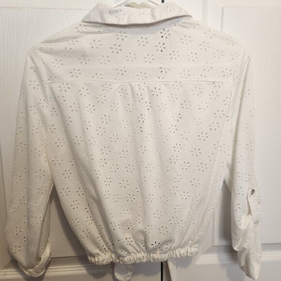White Eyelet Button-Up Blouse - Picture 2 of 4